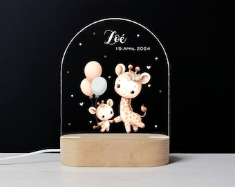 Nachtlicht Giraffen / Nachtlicht personalisiert / Personalisierte Babygeschenke / Babygeschenke zur Geburt / Still Licht  / NL102