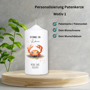 Personalisierte Taufkerze Krebs Sternzeichen / Taufkerze mit Taufspruch / Geschenk zur Taufe / Kerze zur Taufe / TK072 Patenkerze Variante1