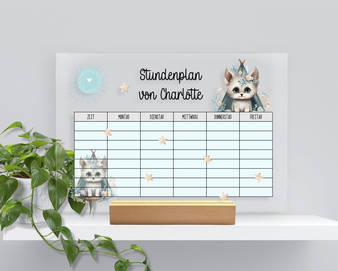 Stundenplan Personalisiert Wolf / Geschenkideen Für Die Einschulung ...
