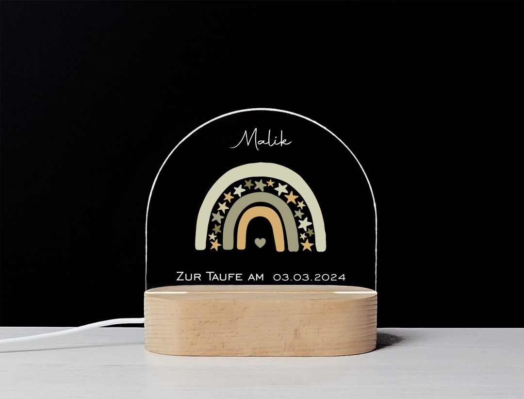 Personalisiertes LED-Nachtlicht - Dimmbar Mit Namen Und Hasen-Motiv