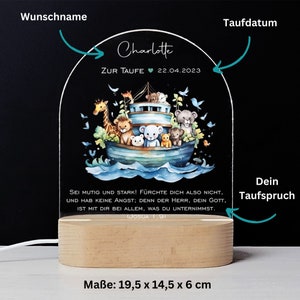 Taufgeschenk Arche Noah-Nachtlicht personalisiert // Geschenke zur Taufe // Nachtlicht für Kinder // Geschenk Taufe Patenkind // NL058 Bild 4