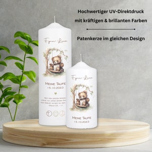 Taufkerze Bär // Kerze mit Taufspruch // Personalisierte Taufkerze // Geschenke zur Taufe als Pate // TK024 Bild 2