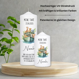 Taufkerze mit Taufspruch Arche Noah Taufkerze mit Patenkerzen / Geschenk zur Taufe / Kerze zur Taufe / TK002 Bild 2