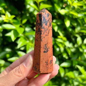 80mm Mahogany Obsidian Crystal Natural Stone Tower, obelisk, Mahogany Obsidiancrystal, Obsidian Point, Wand.