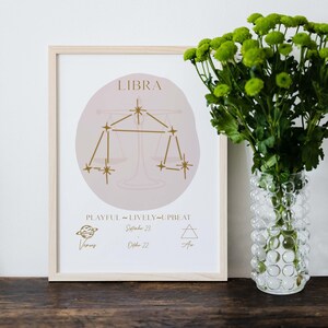 Libra Zodiac Print,Libra Poster,Astrology Gift,Horoscope Gift,Astrology Wall Art, Star Sign Poster, Zodiac Wall Art, Digital Download Poster