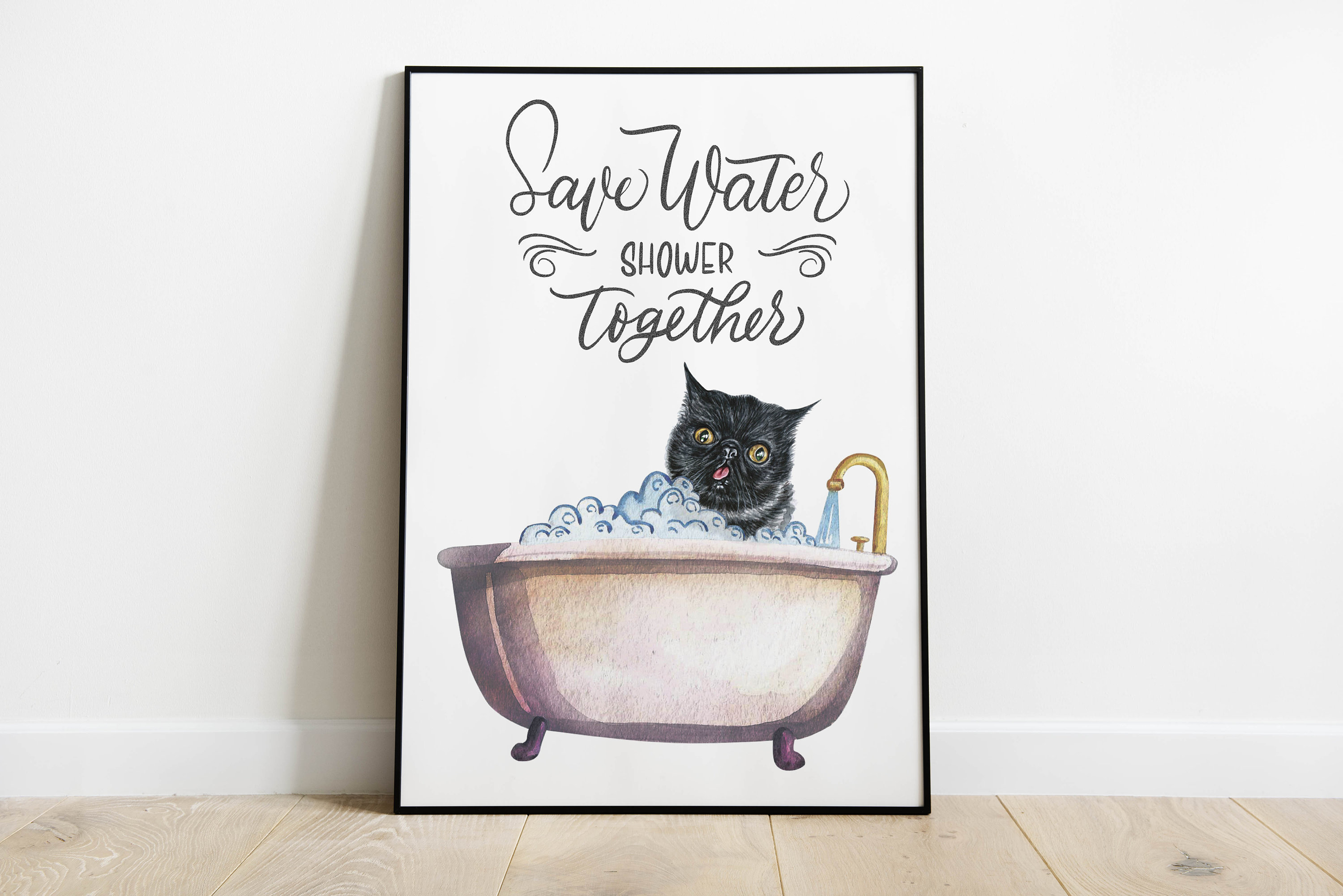 Funny Bathroom Cat Poster Decor, Bathroom Cat Wall Art, Funny Toilet