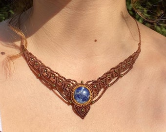 Handmade Macrame Necklace With Beautiful Sodalite Stone