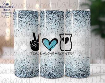 Peace Love Scents Teal Glitter PNG 20oz Tumbler Wrap