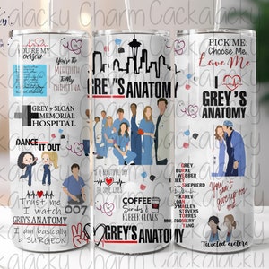 Grey&#39;s Inspired Anatomy 20oz PNG Tumbler Sublimation Transfer
