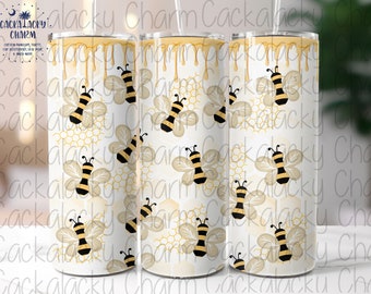 Bees and Honey 20oz Straight Tumbler Sublimation Design