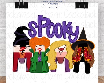 Spooky Mama PNG Sublimation Design, Witch Sisters Graphic Tee Design