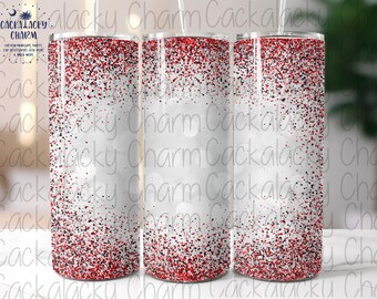 Black and Red Glitter Background PNG 20oz Tumbler Design