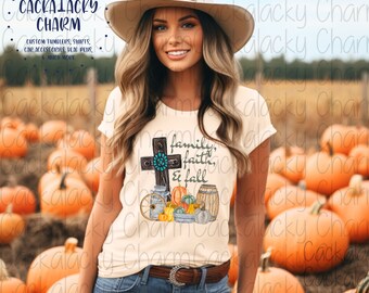 Family, Faith, & Fall Graphic PNG Sublimation Downloadable Design