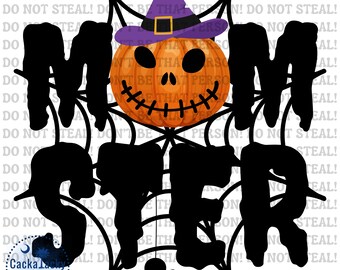 Momster Sublimation PNG Design, Halloween PNG, Pumpkin PNG, Transfer Design File