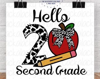Hello 2nd Grade PNG SUBLIMATION Graphic Tshirt Design, School PNG