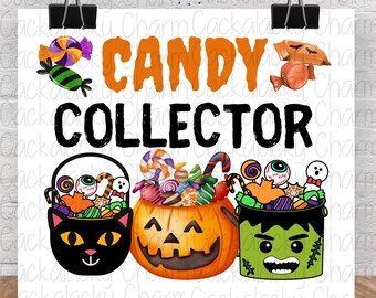 Halloween Candy Collector PNG Sublimation Graphic Design for infants, toddlers, and children