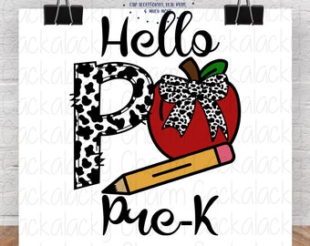 Hello Pre-K Sublimation PNG Transfer, School PNG Graphic Design