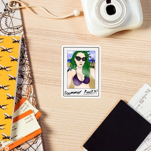 Summer Rocks Medusa Magnet – Sexy Snake Girl Fridge Magnet, Gothic Myth Monster Girl Kitchen Art