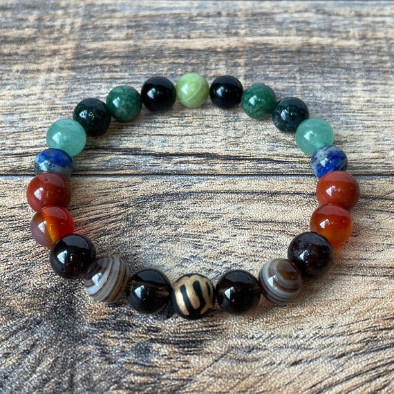 MG1496 Virgo Zodiac Gemstone Bracelet Moss Agate Carnelian Lapis Lazuli  Snowflake Obsidian Healing Crystals Jewelry Virgo Gif - AliExpress