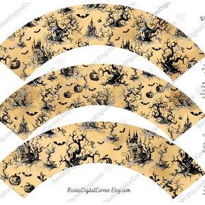 Halloween Chinoserie Cupcake Wrapper Printable | Fancy Decorations for Spooky Celebrations & Halloween Gifts