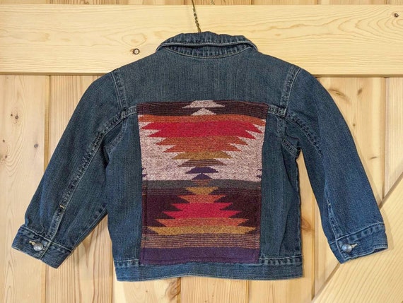 Toddler Sized Custom Western Jean Jacket, Cowgirl Coat, Blue Toddler Sized Custom Western Jean Jacket, Cowgirl Coat, Blue