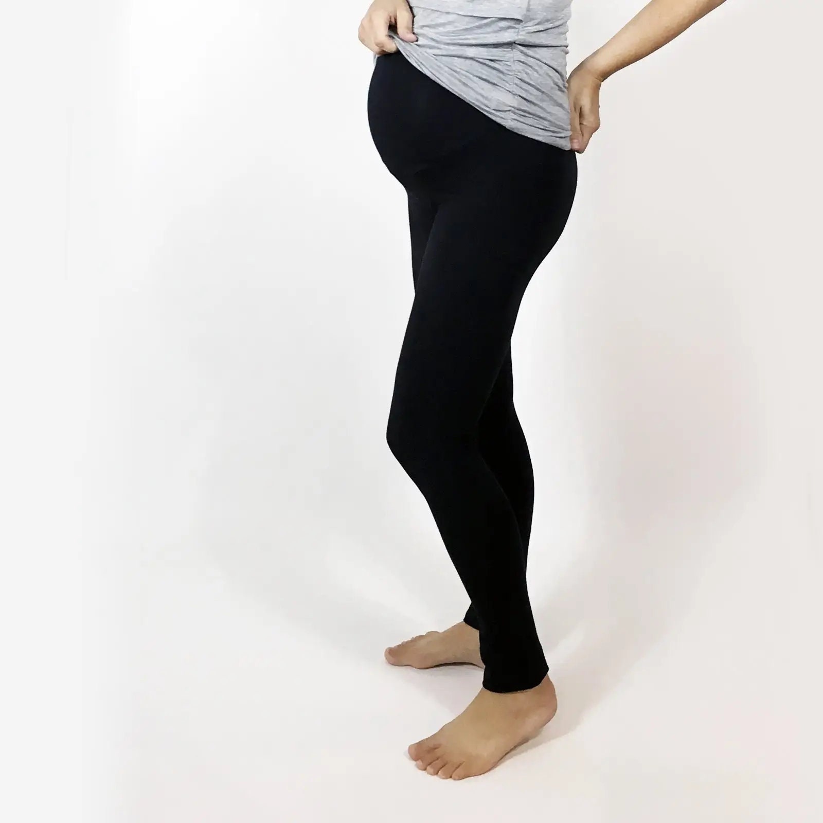 Happy Mama Damen dehnbar Leggings Umstandsmoden elastischer Taillenbund 975p 