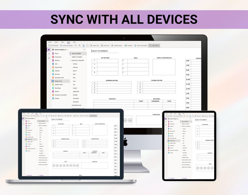 ONENOTE Adhd Planner Onenote Adhd Planner Digital Adhd Etsy