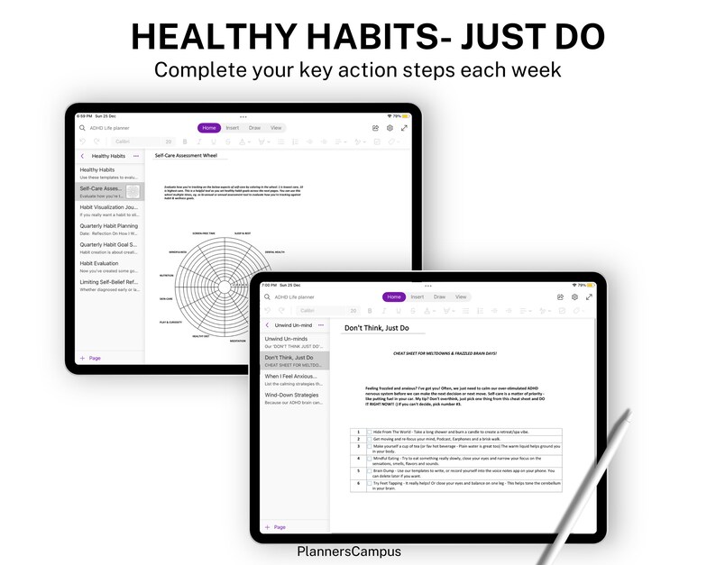 ONENOTE Adhd Planner 2023 Onenote Adhd Planner Digital Adhd Planner for