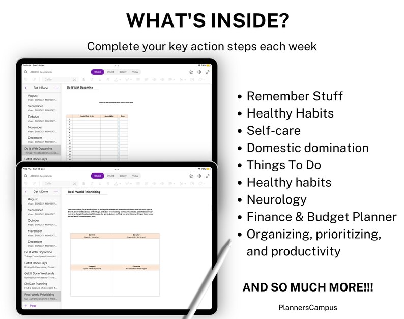 ONENOTE Adhd Planner 2023 Onenote Adhd Planner Digital Adhd Planner for Adults Adhd Planner Etsy