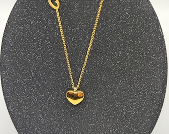 Double Heart Necklace for Women, Elegant Solid & Hollow Heart Choker, Gold Plated Gift Pendant Necklace, Stainless Steel Love Jewellery