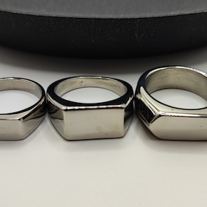 Rechthoekige zegelring, dikke uniseks ring, zilveren waterdichte roestvrijstalen ring, rechthoekige ring, vijfhoekige minimalistische ring, klassieke ring