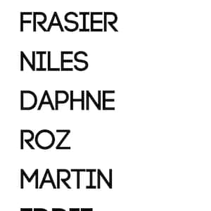 Cast of Fraiser Show Cast SVG PNG JPG and More Digital Download, Digital Files