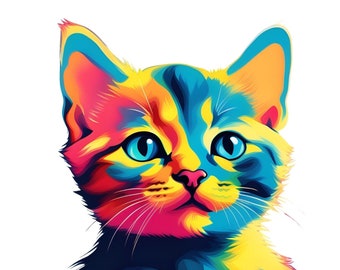 Hübsches Kätzchen Pop Art SVG, PNG, JPG und mehr Digital Download, Digital Fil