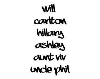 Fresh Prince of Bel Air Cast Names SVG, PNG, JPG and More Digital Download, Digital File