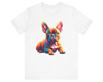 Französische Bulldogge Pop Art Unisex Jersey Kurzarm T-Shirt
