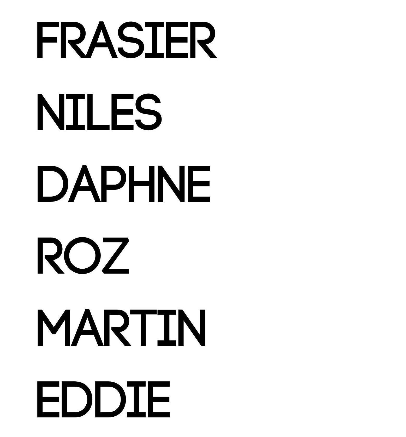 Cast of Fraiser Show Cast SVG PNG JPG and More Digital Download