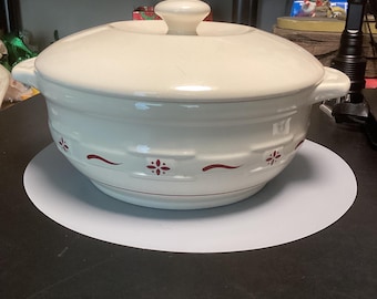 Longaberger Pottery Red Woven Traditions Large Covered Casserole Dish