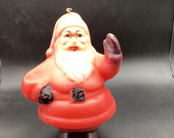 Large Vintage Waving Santa Candle