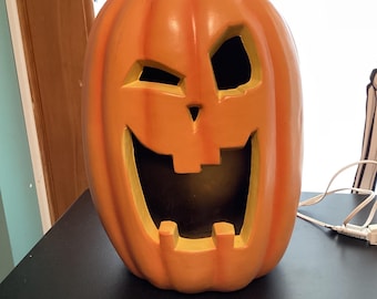 Vintage 16” Lighted Plastic Jack-O-Lantern Winking Eye Pumpkin Blow Mold