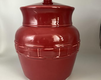 Longaberger Pottery Woven Traditions Large Paprika Canister