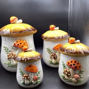 Sears and Roebuck Merry Mushroom 4 Piece Canister Set