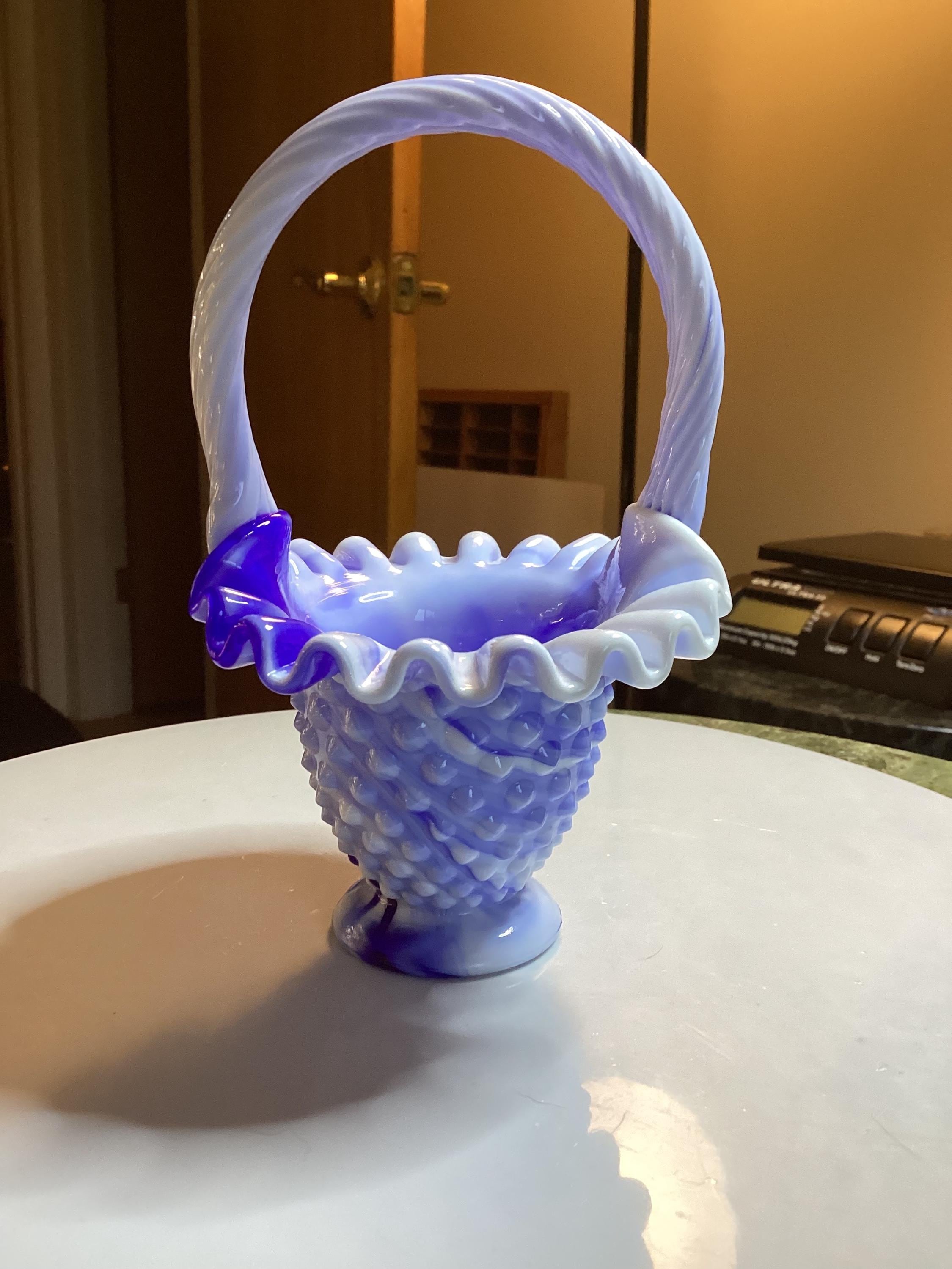 Fenton Glass Basket Blue - Etsy