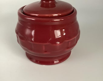 Longaberger Pottery Woven Traditions Paprika Sugar Bowl