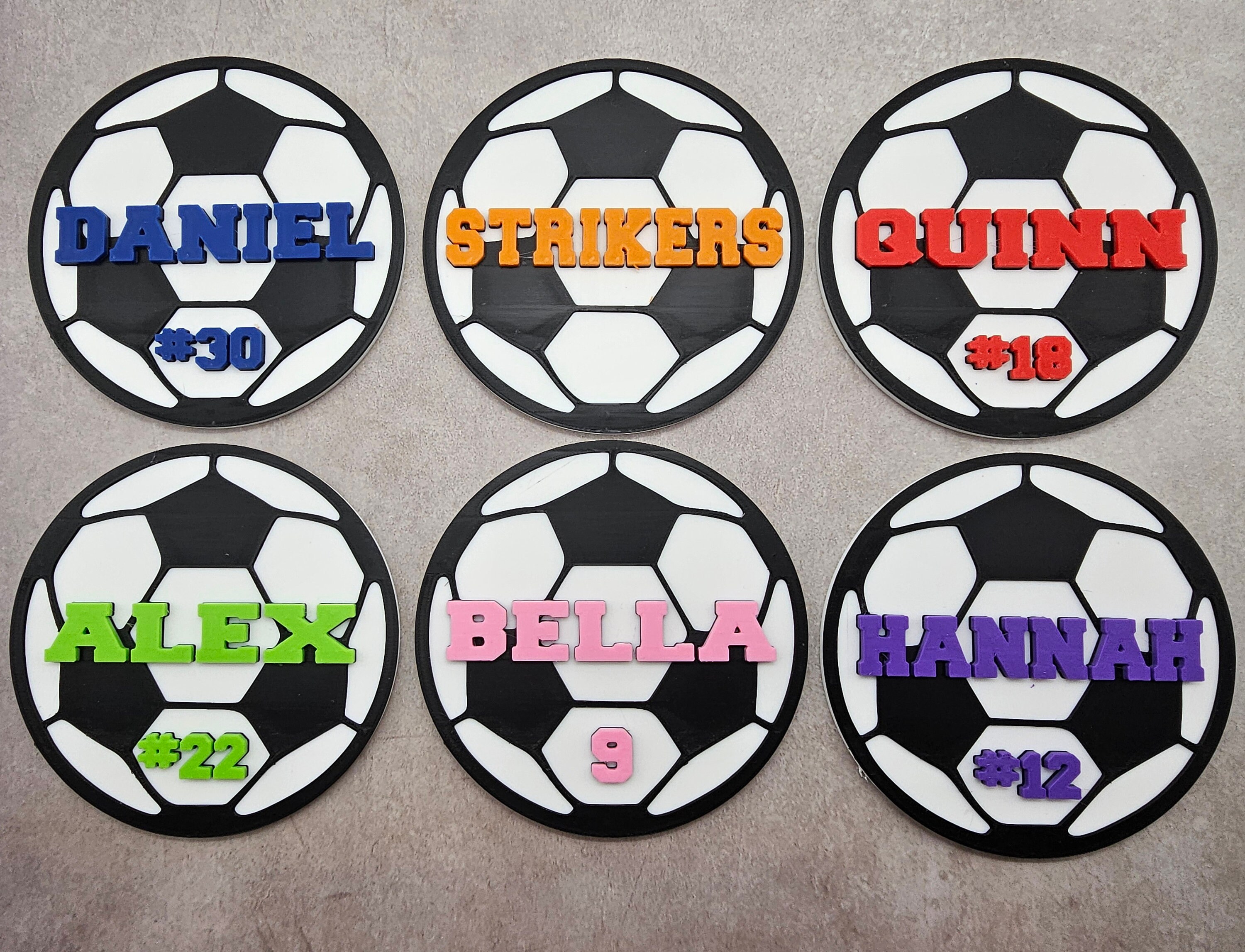 3D Printed Custom Soccer Ball Bag Charm, Personalized, Player Name, Player Number, Team Name