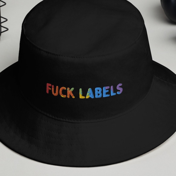 LGBTQ Pride Bucket Hat ,Fuck Labels, Gay Pride Accessories