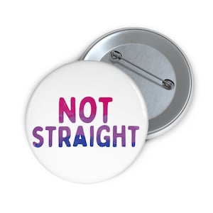 Bi Pride Round Pin Not Straight, Bisexual Pride Month Pin
