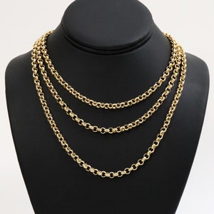 Rolo Chain Necklaces 14K Gold Thick Link Choker Minimalist Jewelry for Everyday Custom Length