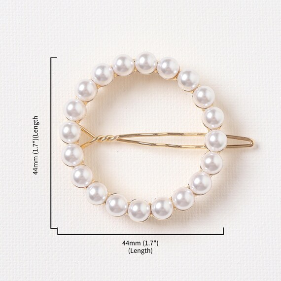Round Pearl Barette Circle Hair Clip Bridal Wedding  display picture 2