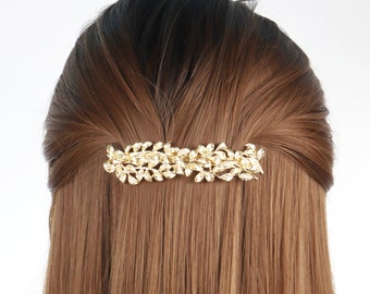 Gold Metal Leaf Hair Barrette Daily Hair Clip Leaf Barrette for Thin Thick Hair Bridal Hair Accessories for Women Christmas Hair Gift