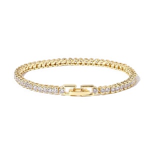 Gold Tennis Bracelet 2.5MM Bezel Setting Tennis Chain Bracelet Simple Diamond Bracelet Bridal Wedding Jewelry Birthday Gifts for Her